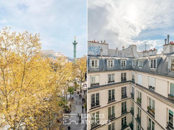 Appartement sous les toits de Paris avec vue sur la colonne de la Bastille