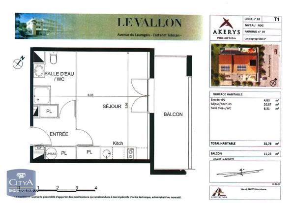 Appartement à louer 1 pièce 31.98m² Castanet-Tolosan (31320)