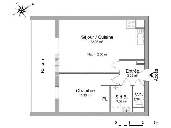 Location Appartement 2 pièces 41.4 m² - 579 AVENUE ADOLPHE ALPHAND Montpellier 34080