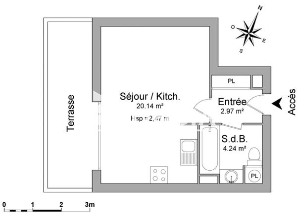Location Studio 27.35 m² - 21 ALLEE PIC DU CAP ROUX Frejus 83600