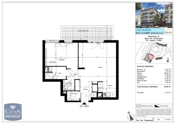 Appartement à vendre 2 pièces 49.27m² Le Cannet (06110)