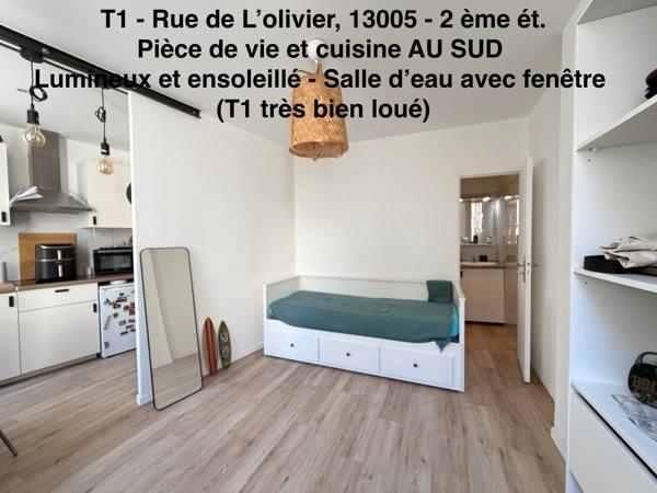 13005 - Quartier CAMAS - Rue de L'Olivier - 2ème étage - T1 - 20m2      99 000 euro FAI