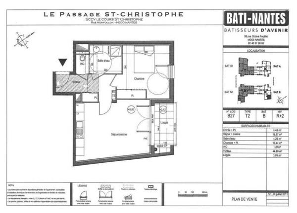 Appartement 2 pièces                                        - 44000 Nantes Réf : 12402