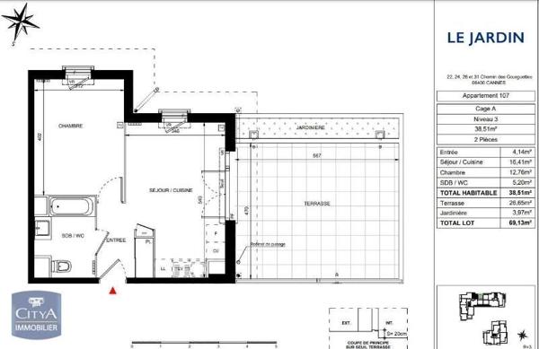 Appartement à louer 2 pièces 38.75m² Cannes (06150)