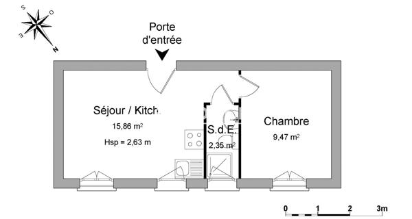 Location Appartement 2 pièces 27.68 m² - Saint-prix 95390