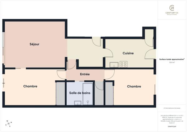 Appartement F3 à vendre  3 pièces - 71 m 2   CHARTRES  - 28