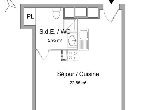 Location Studio 28.6 m² - 10 AVENUE GEORGES LASSERRE Talence 33400