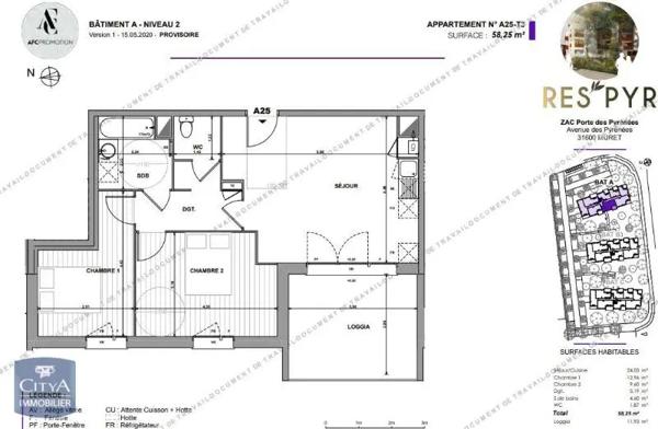 Appartement à louer 3 pièces 58.25m² Muret (31600)