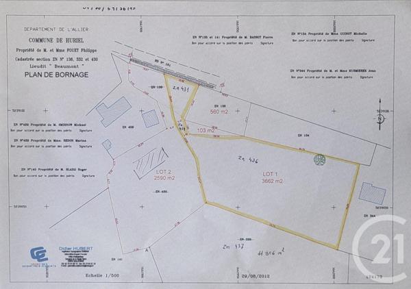 Terrain à vendre  19795 m2 HURIEL - 03