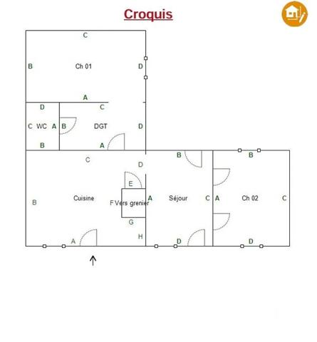 Maison à vendre  3 pièces - 68 m 2   EAUCOURT SUR SOMME  - 80
