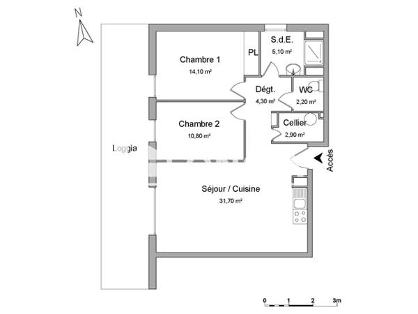 Location Appartement meublé 3 pièces 71.2 m² - 1 RUE JEAN RAYMOND GUYON Lormont 33310