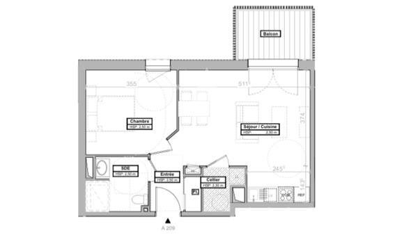 Appartement 2 pièces 45.09 m2