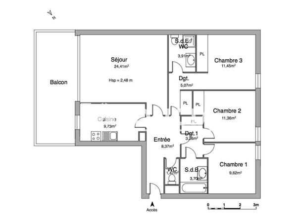 Location Appartement 4 pièces 92.35 m² - LE PAVILLON DU PARC porte 23 - 2 RUE DU COLONEL MARCHAND Montpellier 34000