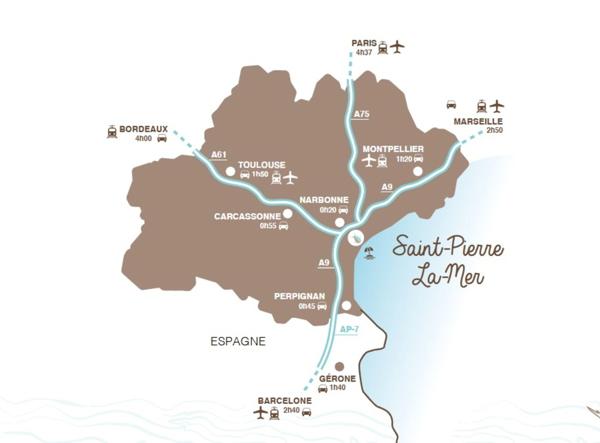 appartement à vendre 3 pièces St Pierre La Mer (11) T3 62,15m2 terrasse 11,44 en R+2 1 garage 1 place parking