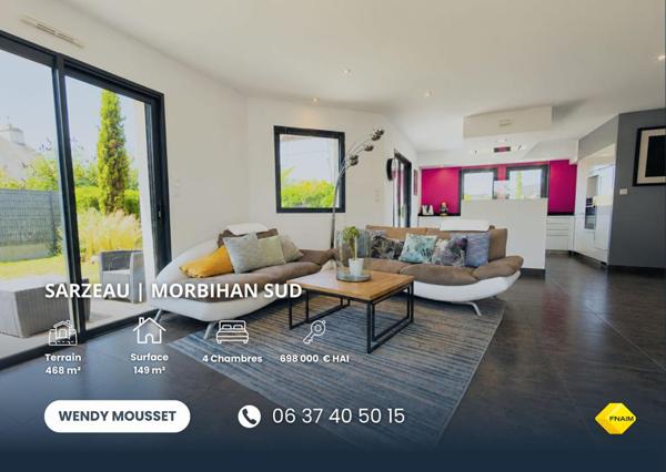 Maison d'architecte à 600 mètres du Golfe du Morbihan et à 4 minutes du bourg de Sarzeau