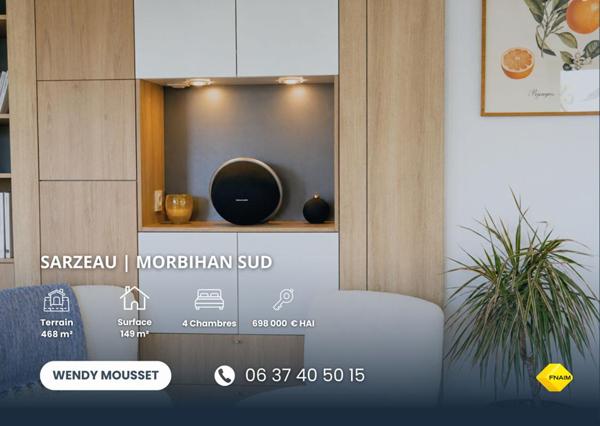 Maison d'architecte à 600 mètres du Golfe du Morbihan et à 4 minutes du bourg de Sarzeau