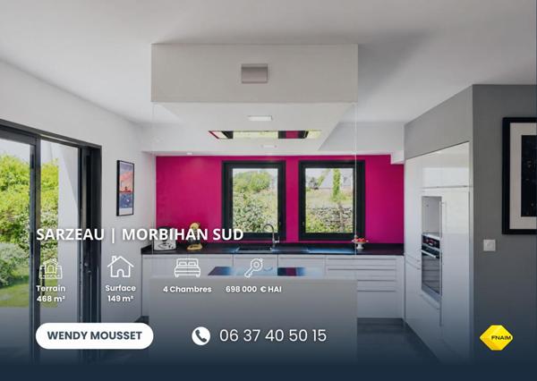 Maison d'architecte à 600 mètres du Golfe du Morbihan et à 4 minutes du bourg de Sarzeau