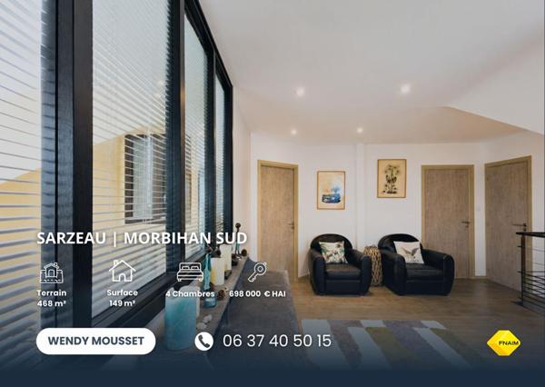 Maison d'architecte à 600 mètres du Golfe du Morbihan et à 4 minutes du bourg de Sarzeau
