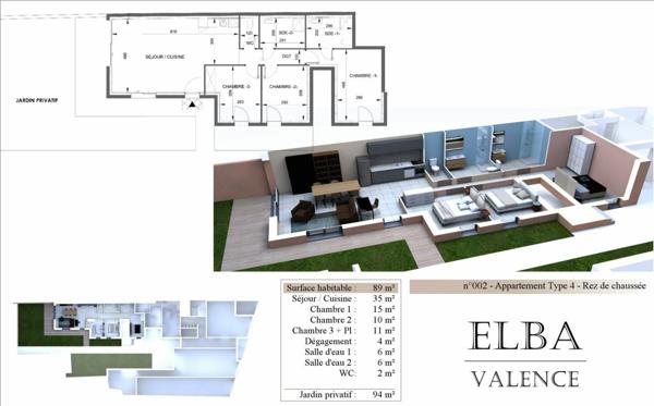 Appartement à vendre    4 pièces • 89 m2 Valence