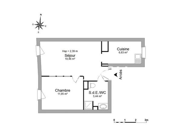 Location Appartement 2 pièces 44.81 m² - 157 RUE DE CHATILLON Rennes 35000