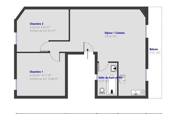 Appartement à vendre    3 pièces • 45,78 m2 Cannes