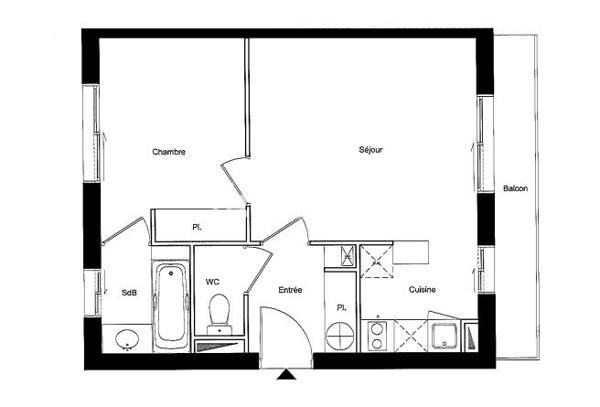 Appartement
         2 pièces
        - 45 m² Exclusivité 90 000 € *