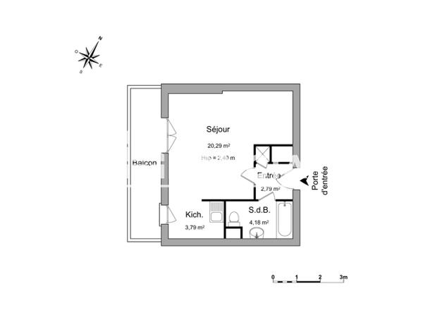 Location Studio 31.05 m² - 26 RUE FELIX ESCLANGON Grenoble 38000