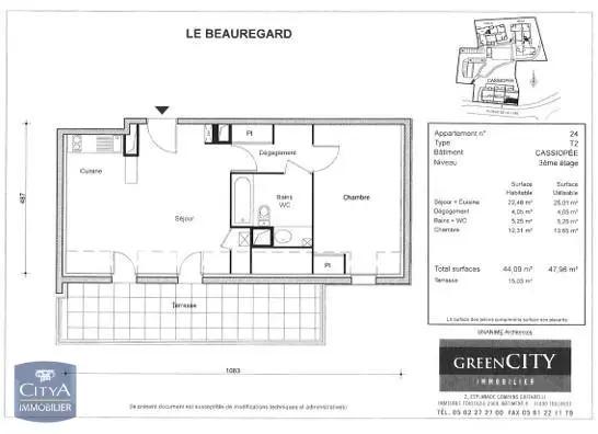 Appartement à vendre 2 pièces 45.2m²