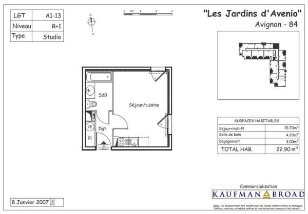Appartement à louer 1 pièce 22.87m²
