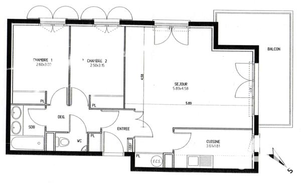 Appartement à vendre 3 pièces 63 m² Coignières