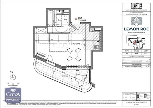 Appartement à vendre 1 pièce 30.47m² Roquebrune-Cap-Martin (06190)
