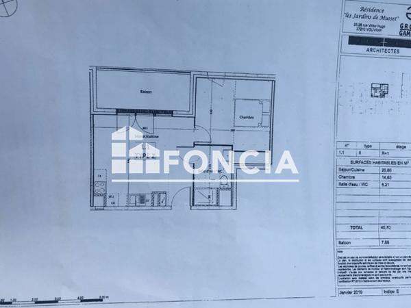 Location Appartement 2 pièces 40.7 m² - 26 RUE VICTOR HUGO Vouvray 37210