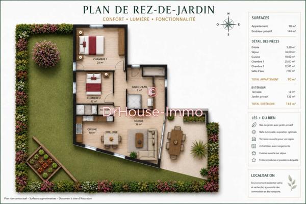 Appartement à vendre 3 pièces de 91 m²