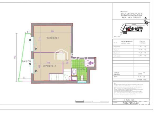 Appartement 3 pièces en duplex de 67m² avec 2 balcons