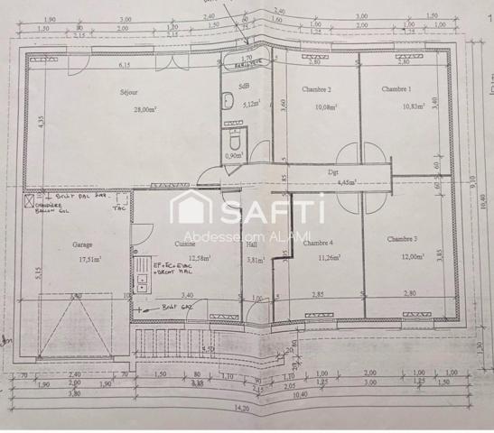 Maison de plain-pied–117 m² – 4 CH–Jardin 700 m²