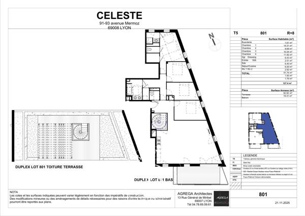 Lyon 8ème, Appartement 4 Chambres -  127 m² à vendre