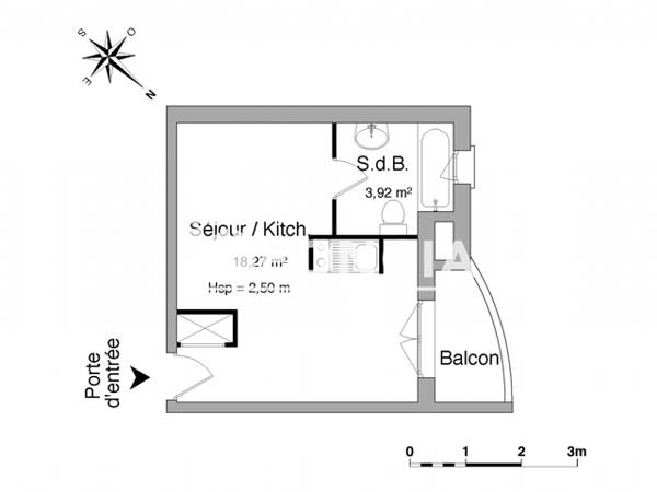 Location Studio 22.19 m² - 18 AVENUE PIERRE MASSE Pau 64000