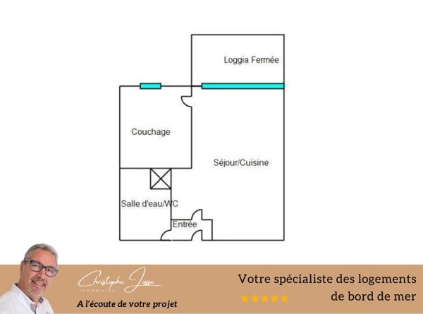 Appartement 4 couchages avec parking vue lac marin
