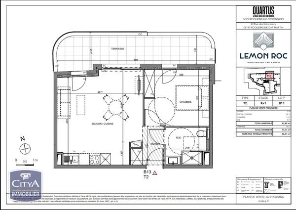 Appartement à vendre 2 pièces 43.8m² Roquebrune-Cap-Martin (06190)