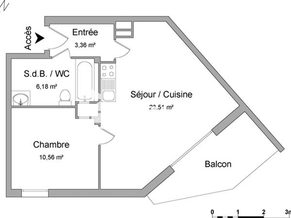 Location Appartement 2 pièces 43.61 m² - 6 RUE DOCTEUR LUCIEN COMPAGNON Bayonne 64100