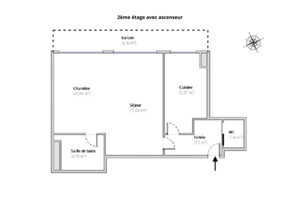 Appartement F2 à vendre  2 pièces - 46 m2 PARIS - 75007