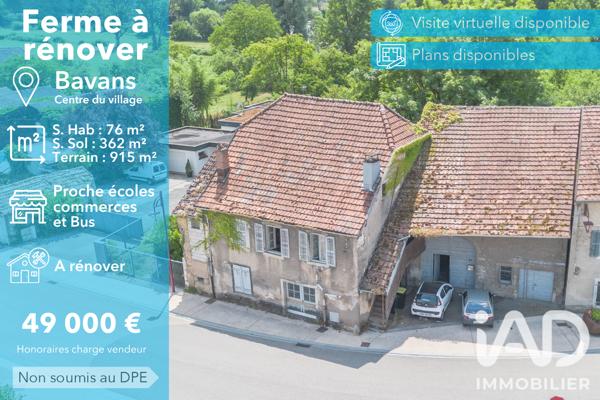 Maison à vendre 4 pièces 76 m² Bavans