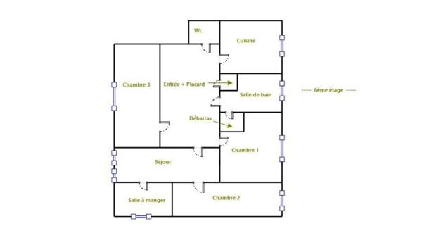 Appartement F5 à vendre  5 pièces - 74,80 m 2   GARGES LES GONESSE  - 95