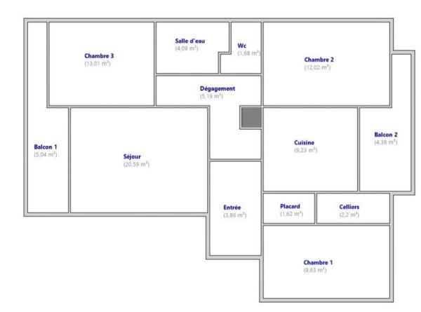 Appartement T4 + Cave+ stationnement