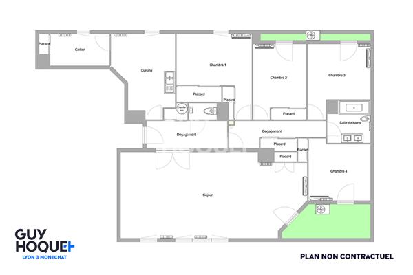Appartement T6 de 124 m² en dernier étage avec vue dégagée, balcon, Sans Souci, Lyon 3ème (69003)