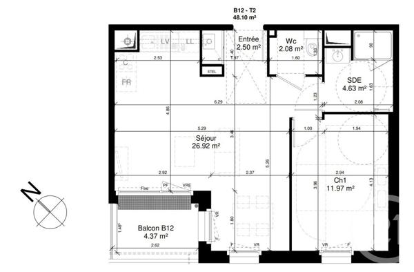 Appartement F2 à vendre  2 pièces - 48,10 m2 DOUVRES LA DELIVRANDE - 14