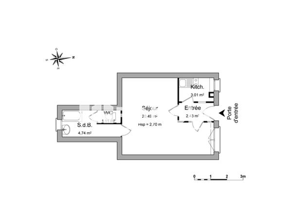 Location Studio 31.78 m² - 21 RUE BEAUFLEURY Bordeaux 33000