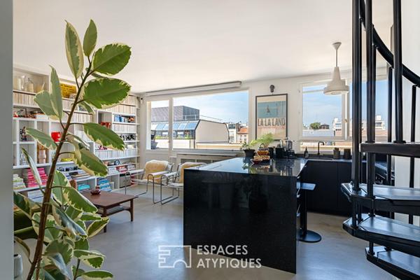 Boulogne Nord, dernier étage esprit loft avec Rooftop confidentiel.