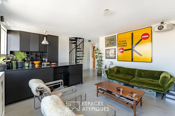 Boulogne Nord, dernier étage esprit loft avec Rooftop confidentiel.