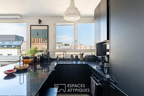 Boulogne Nord, dernier étage esprit loft avec Rooftop confidentiel.